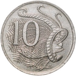 Nickel 10 Cents of Elizabeth II (AD 1977) from Australia with LyreBird