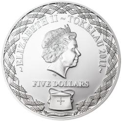 Alternative view of Reproduction Coin - New Zealand › Tokelau 5 Dollars 2011 Commemorative UNC Rare Silver Plated Coin