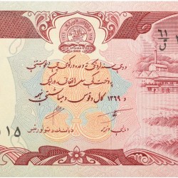 Alternative view of Old 100 Afghani of Afghanistan Country (AD 1979-1991) with Naghlu Hydroelectric dam in mountains at centre