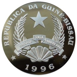 Alternative view of Reproduction Coin - Guinea-Bissau 50 000 Pesos 1996 Hippopotamus-Female and calf Commemorative UNC Rare Silver Plated Coin