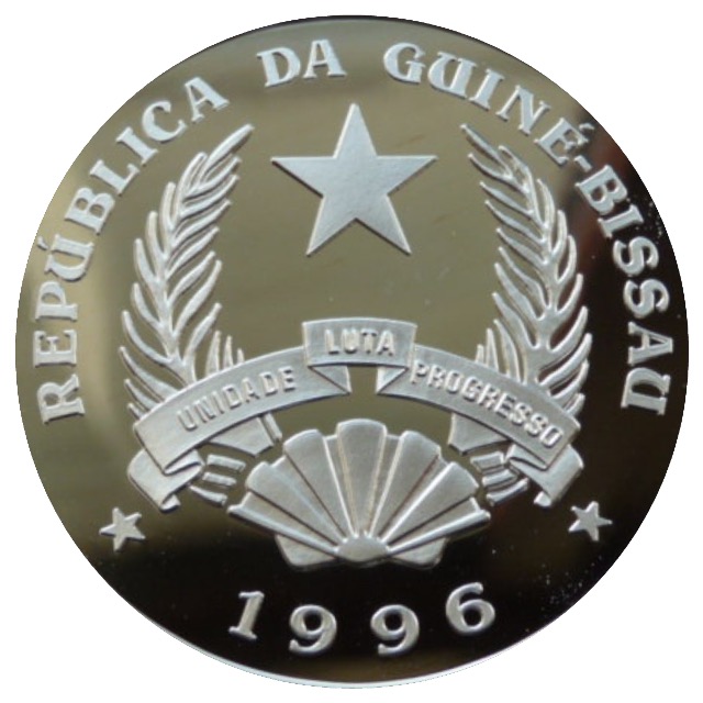 Reproduction Coin - Guinea-Bissau 50 000 Pesos 1996 Hippopotamus-Female and calf Commemorative UNC Rare Silver Plated Coin - Image 2
