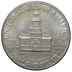 Copper-Nickel 1/2 Dollar of USA (AD 1976) Commemorative issue - Bicentenary of the United States Declaration of Independence 1776-1976