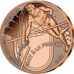 France ¼ d'euro JO 2024 Paris - Pole vaultRare UNC Coin with Capsule #C-103