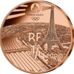 Alternative view of France ¼ d'euro JO 2024 Paris - Pole vaultRare UNC Coin with Capsule #C-103