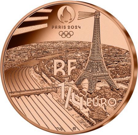 France ¼ d'euro JO 2024 Paris - Pole vaultRare UNC Coin with Capsule #C-103