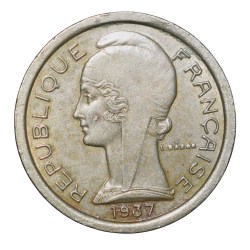 Zinc Telephone Token from France (AD 1937) with Marianne wearing a Phrygian cap facing left