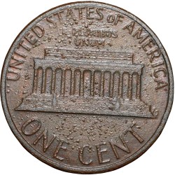 Alternative view of Bronze 1 Cent of USA (AD 1982) with Abraham Lincoln