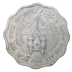 Aluminium 10 Paise of Republic India (AD 1976) Food & Work for All of Bombay Mint Rare