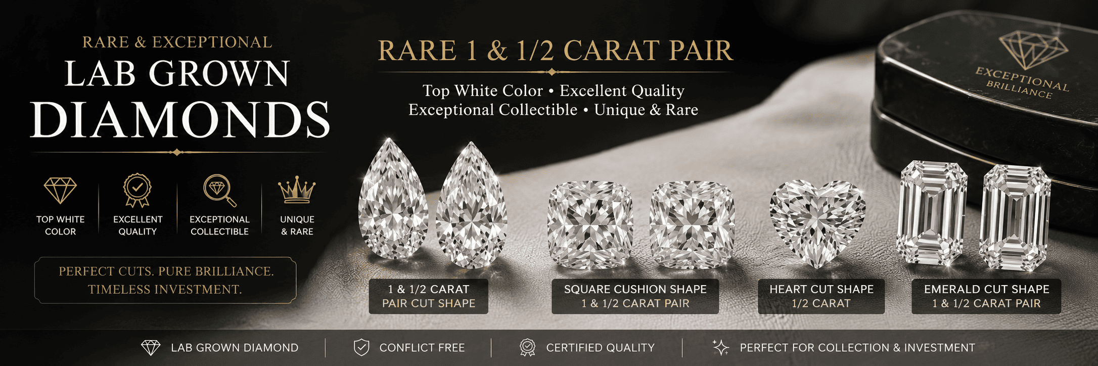 Shape Lab Grown Diamond Top White Color Excellent Quality Exceptional Collectible Unique and Rare
