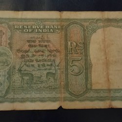 Alternative view of 🇬🇧BRITISH 🇮🇳INDIA RARE NOTE 5₹ SIGNATURE C. D. DESHMUKH. Front face rare fine condition Condition as image