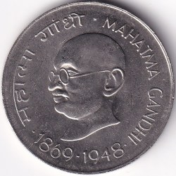 Centennial Birth of Mahatma Gandhi 1 Rupee 1969 Nickel UNC Coin Rare