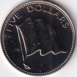 Alternative view of Commonwealth of The Bahamas 1975 Five Dollars Copper Nickel 45 mm Unc Coin Rare