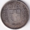 5 Francs 1953 Switzerland Silver 15 Grams Coin Rare