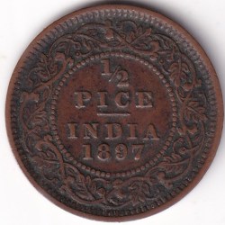 British India Victoria 1/2 Pice 1897 Coin #1