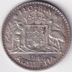 Silver Coin of 1942 Florin of Australia King George VI