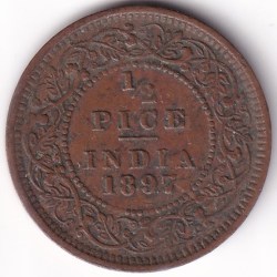 British India Victoria 1/2 Pice 1897 Coin #2