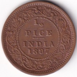 British India Victoria 1/2 Pice 1897 Coin #3