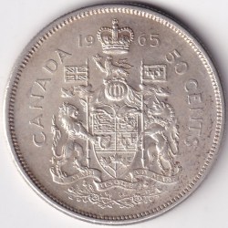50 cent Canada Silver 11.66 Grams Queen Elizabeth II 1965 Coin