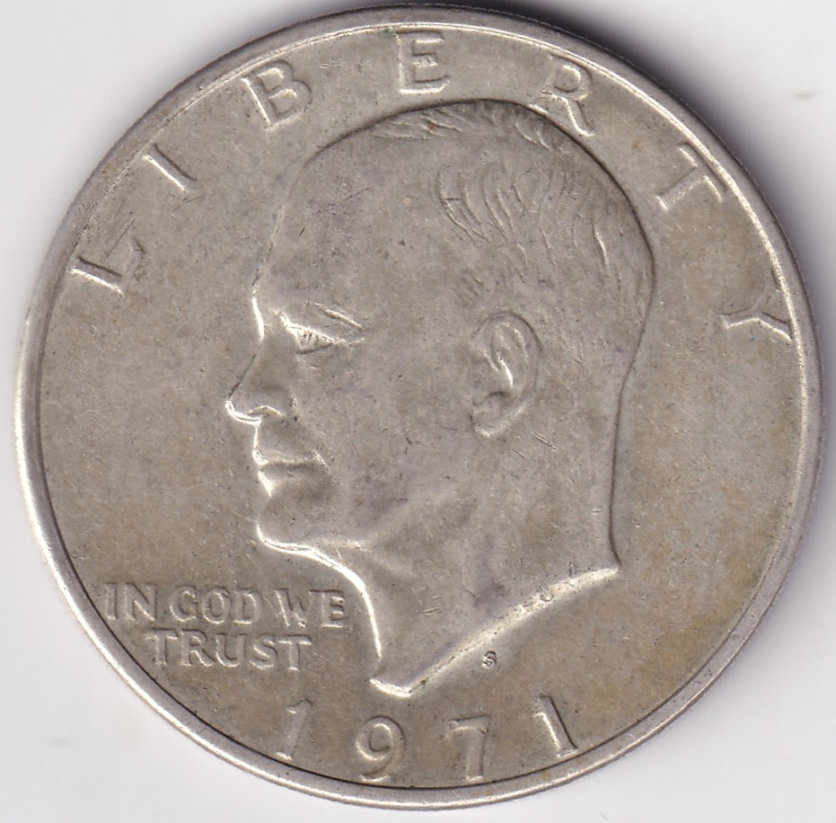 Crown Size 38 mm Silver One Dollar of USA of 1971 Coin