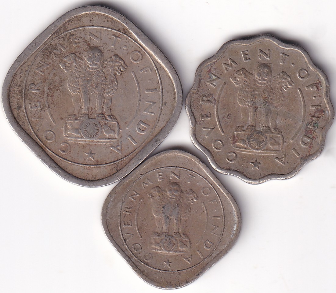 Republic India 1954 Nickel 2 Annas 1 Anna 1/2 Anna Three Coins Set Rare #1 - Image 2