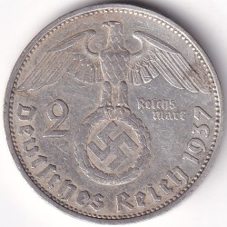 Swastik Symbol 2 Marks Germany 1937 Silver 8 Grams Weight Rare #1