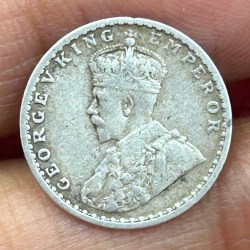 Alternative view of British-India Two Annas 1917 (George V) Rare Silver Coin#K-192