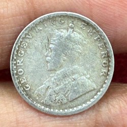 Alternative view of British-India Two Annas 1913 (George V) Rare Silver Coin#K-193
