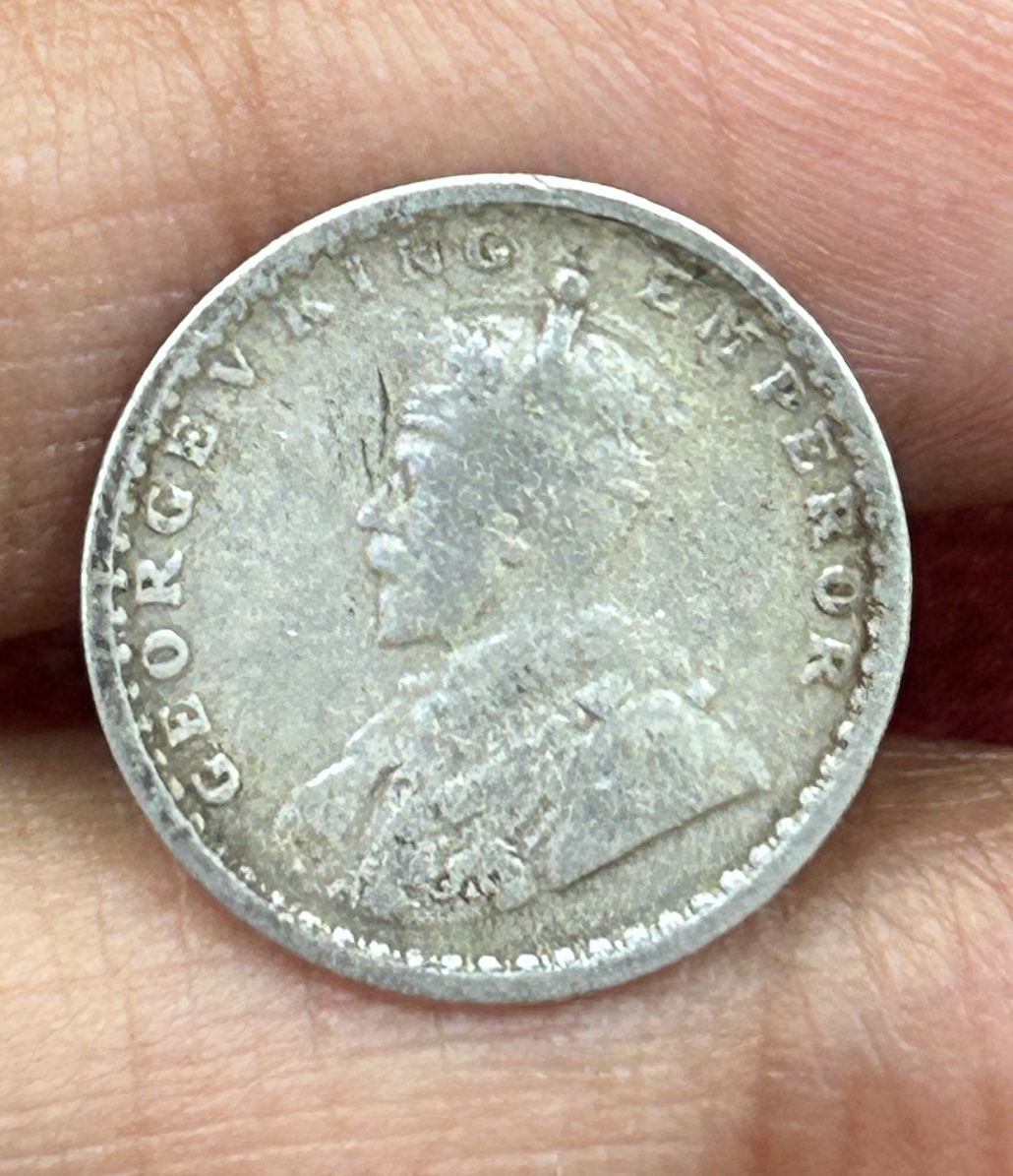 British-India Two Annas 1913 (George V) Rare Silver Coin#K-193 - Image 2
