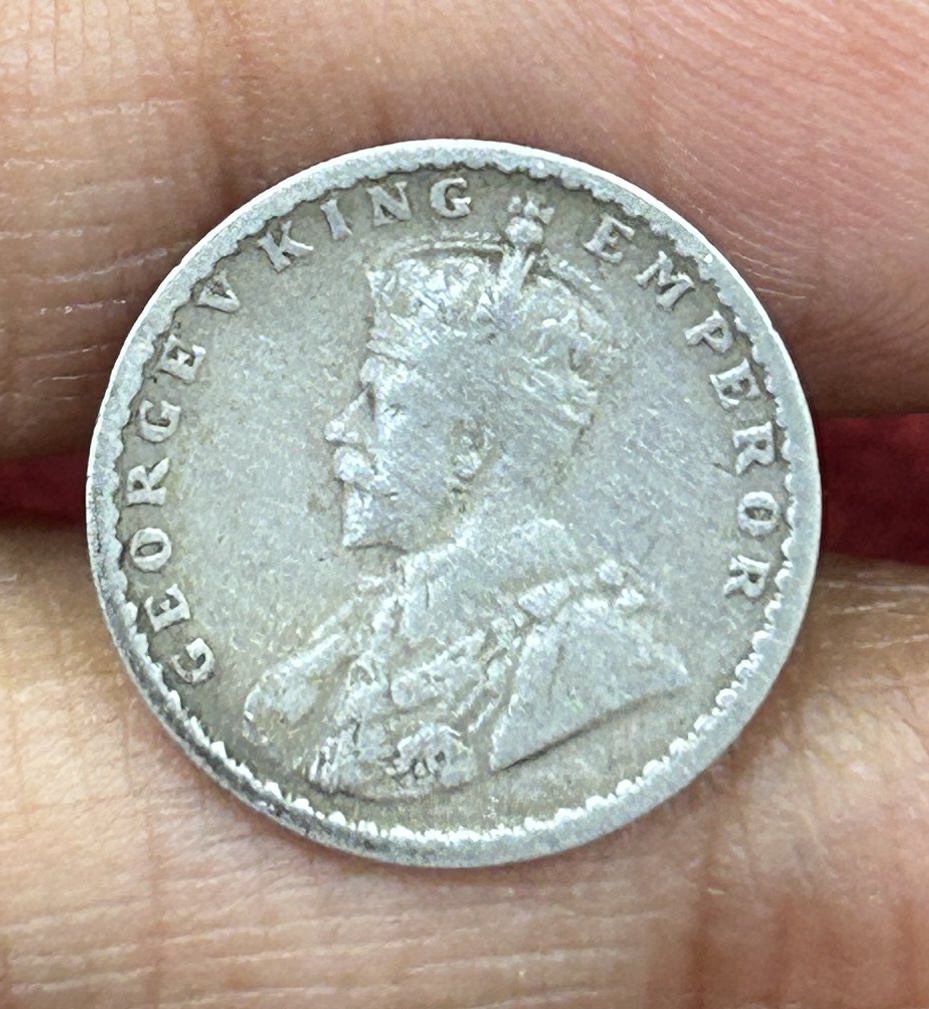 British-India Two Annas 1917 (George V) Rare Silver Coin#K-195 - Image 2