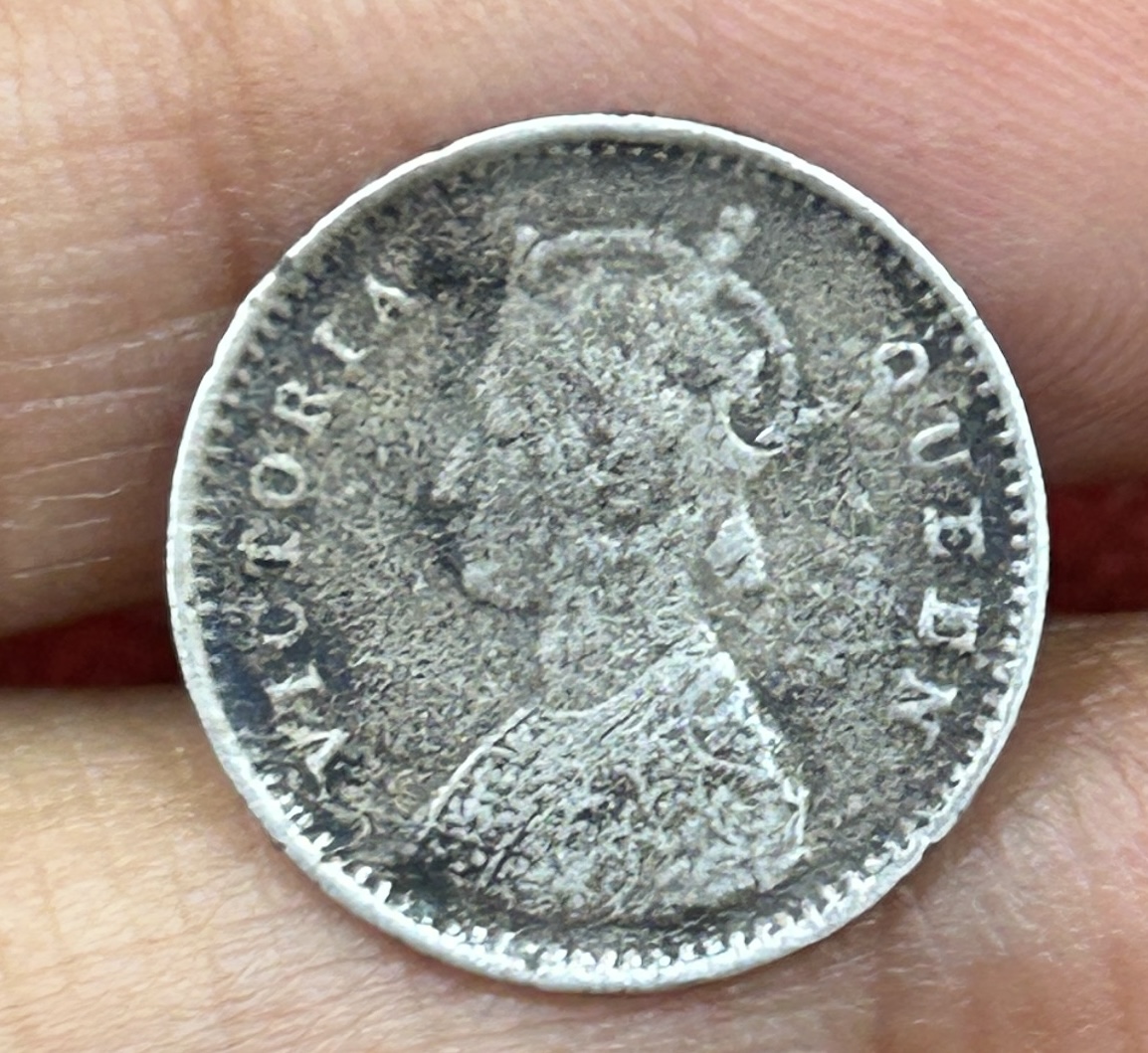 British-India Two Annas 1862 (Victoria) Rare Silver Coin#K-198 - Image 2