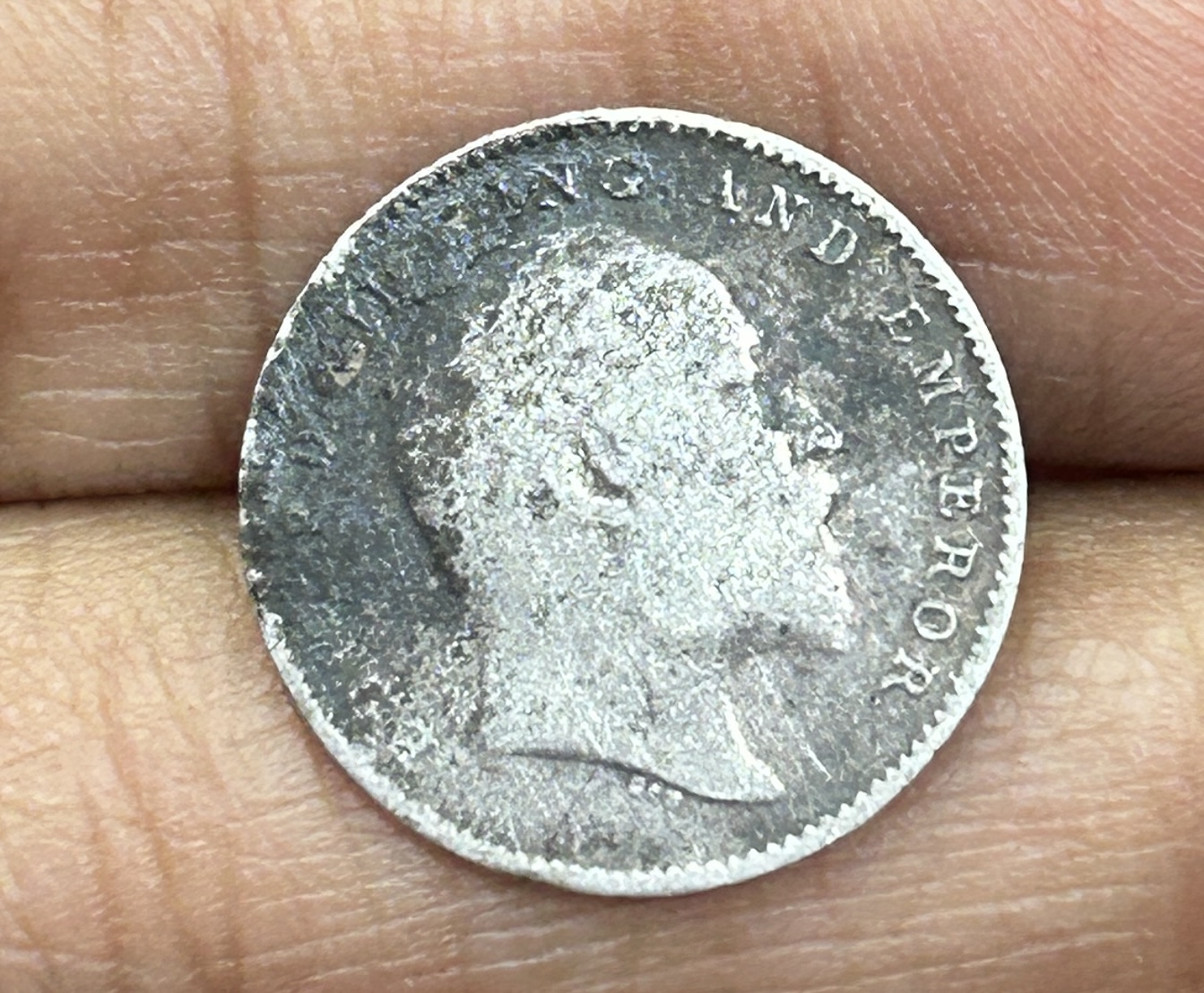 British-India Two Annas 1906 (Edward) Rare Silver Coin#K-207