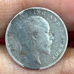 Alternative view of British-India Two Annas 1906 (Edward) Rare Silver Coin#K-208