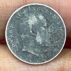 Alternative view of British-India Two Annas 1904 (Edward) Rare Silver Coin#K-210