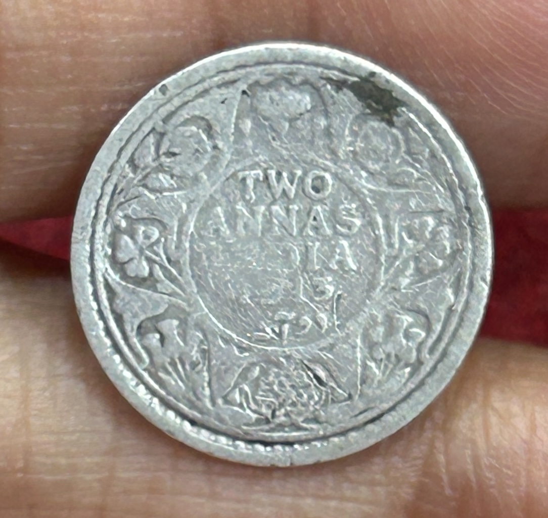 British-India Two Annas 1913 (George V) Rare Silver Coin#K-212