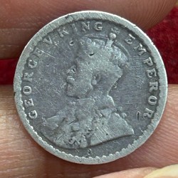 Alternative view of British-India Two Annas 1913 (George V) Rare Silver Coin#K-212