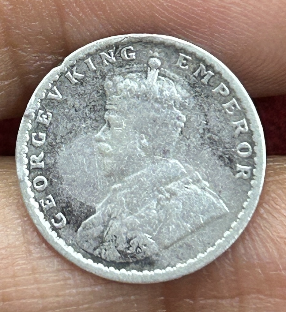 British-India Two Annas 1917 (George V) Rare Silver Coin#K-216 - Image 2