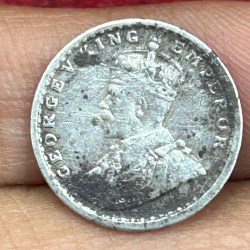 Alternative view of British-India Two Annas 1913 (George V) Rare Silver Coin#K-218