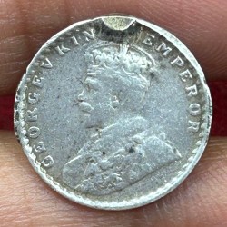 Alternative view of British-India Two Annas 1915 (George V) Rare Silver Coin#K-219