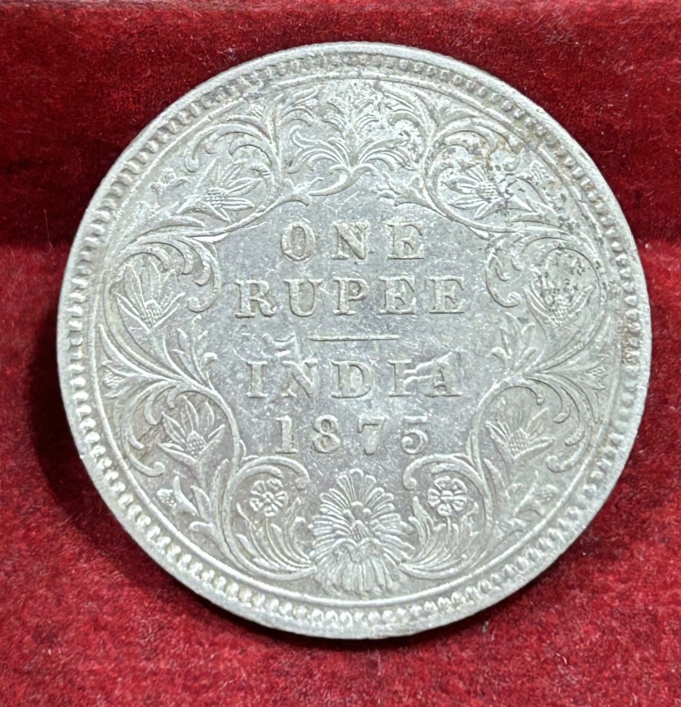India - British 1 Rupee 1875 - Victoria Rare Silver UNC Coin #C-83