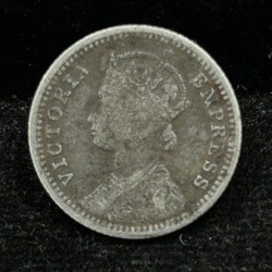 Alternative view of India - British ¼ Rupee 1891 - Victoria Rare ( Silver ) Coin #S-45