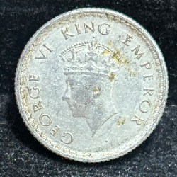 Alternative view of India - British ¼ Rupee 1939 - George VI Full Silver Rare Coin #S-47
