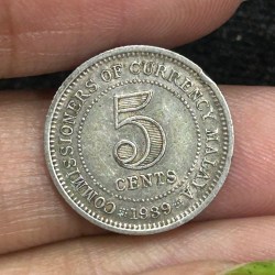 British Malaysia › Malaya 5 Cents 1939 - George VI Rare SILVER Coin #S-69