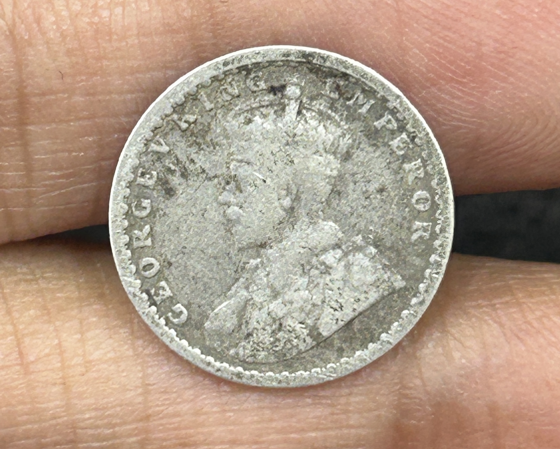 British-India Two Annas 1912 (George V) Rare Silver Coin#S-75