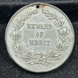 Alternative view of Reward for Merit : Awarded for Regular Attendance (Delay Not : Time Flies) Rare Medal#S-81