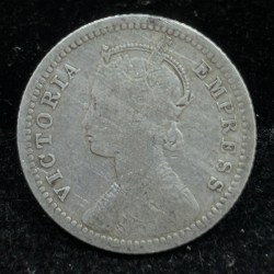 Alternative view of British-India 1/4 Rupee 1893 Victoria Empress Rare Silver Coin #S-87