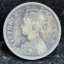 Alternative view of British- India ¼ Rupee - Victoria (1862) Rare Silver Coin#S-93