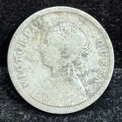 Alternative view of British- India ¼ Rupee - Victoria (1862) Rare Silver Coin#S-95