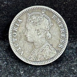 Alternative view of British- India ¼ Rupee - Victoria (1894) Rare Silver Coin#S-96