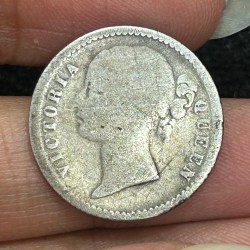 Alternative view of British- India ¼ Rupee - Victoria (1840) Rare Silver Coin#S-97