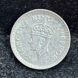 Alternative view of British- India ¼ Rupee -George VI (1944) Rare Silver Coin#S-99